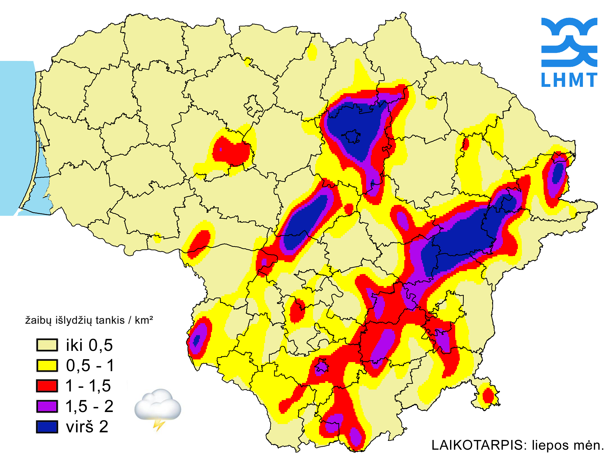 2024-08-05 | Kur liepos mėnesį žaibavo daugiausiai?